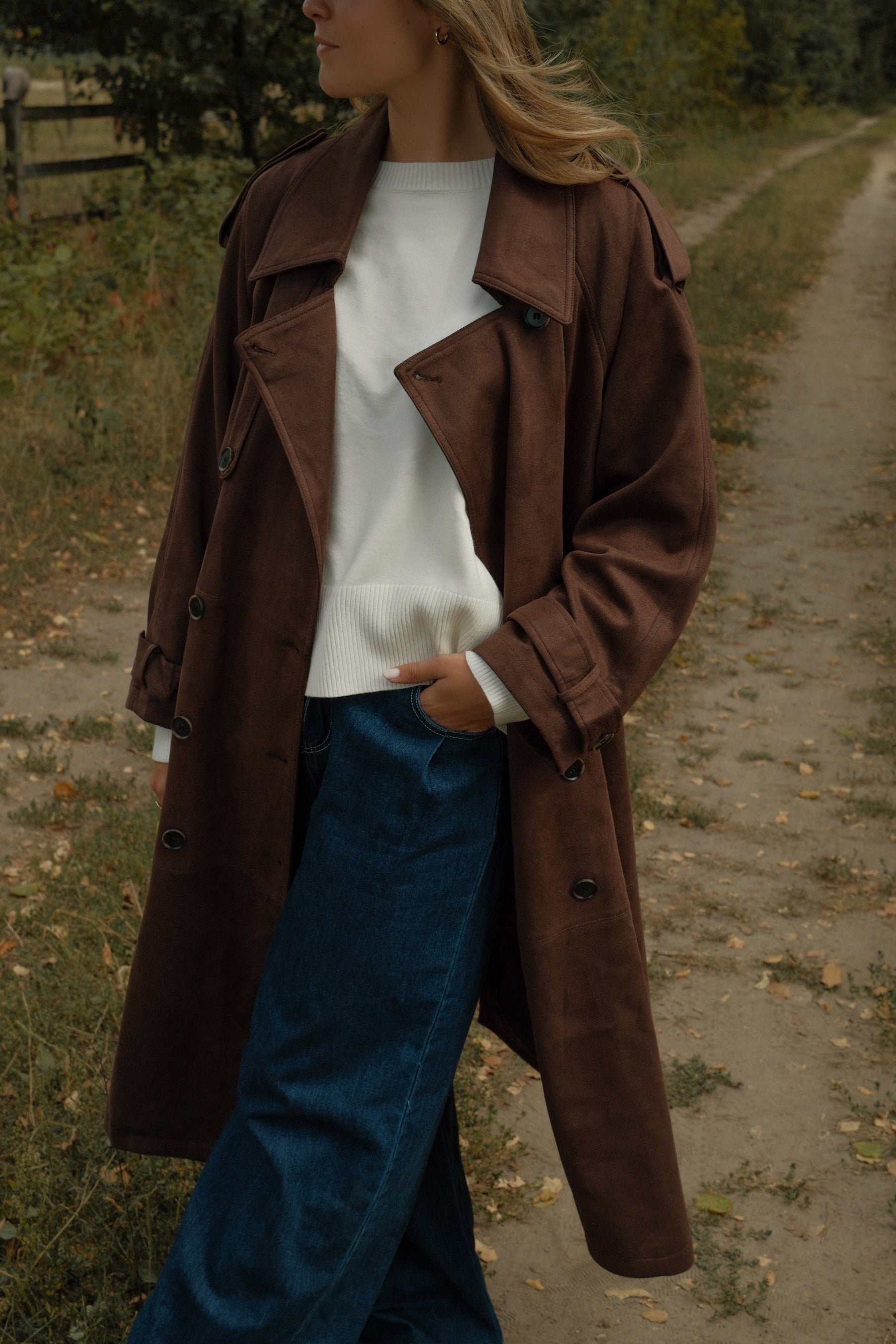 TRENCH COAT SUEDE CHOCO