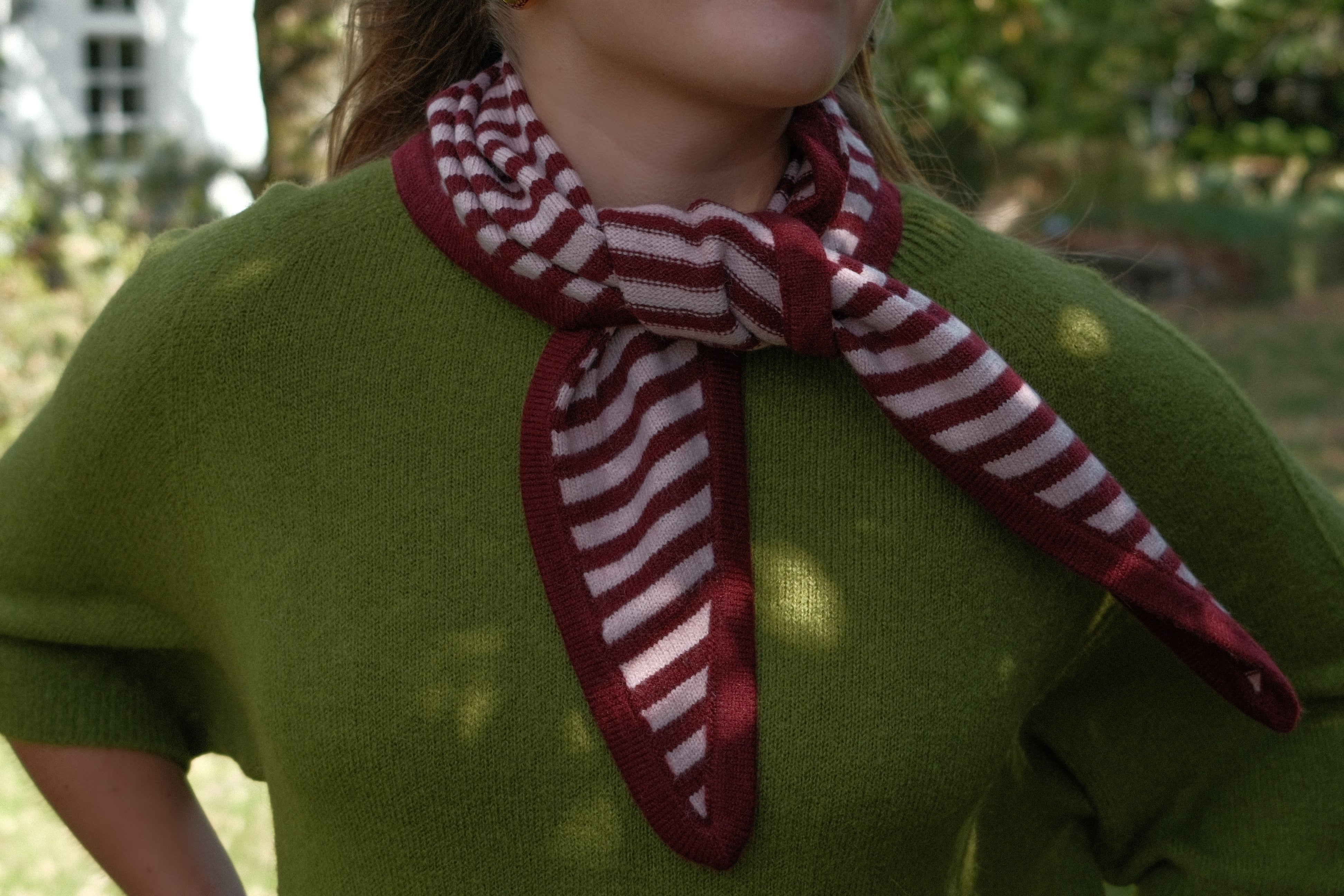 THE STRIPED A/S SCARF BORDEAUX/PINK