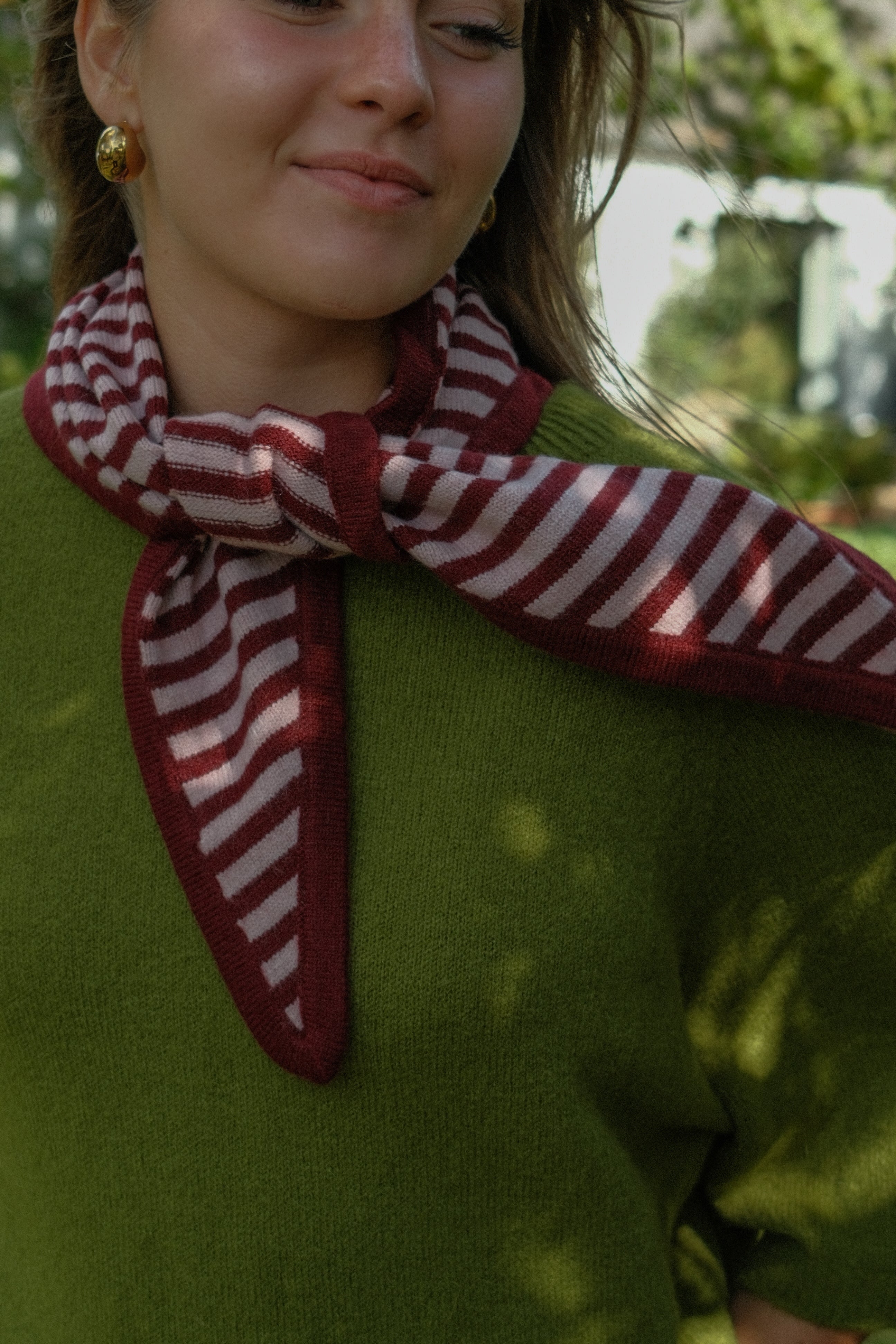 THE STRIPED A/S SCARF BORDEAUX/PINK