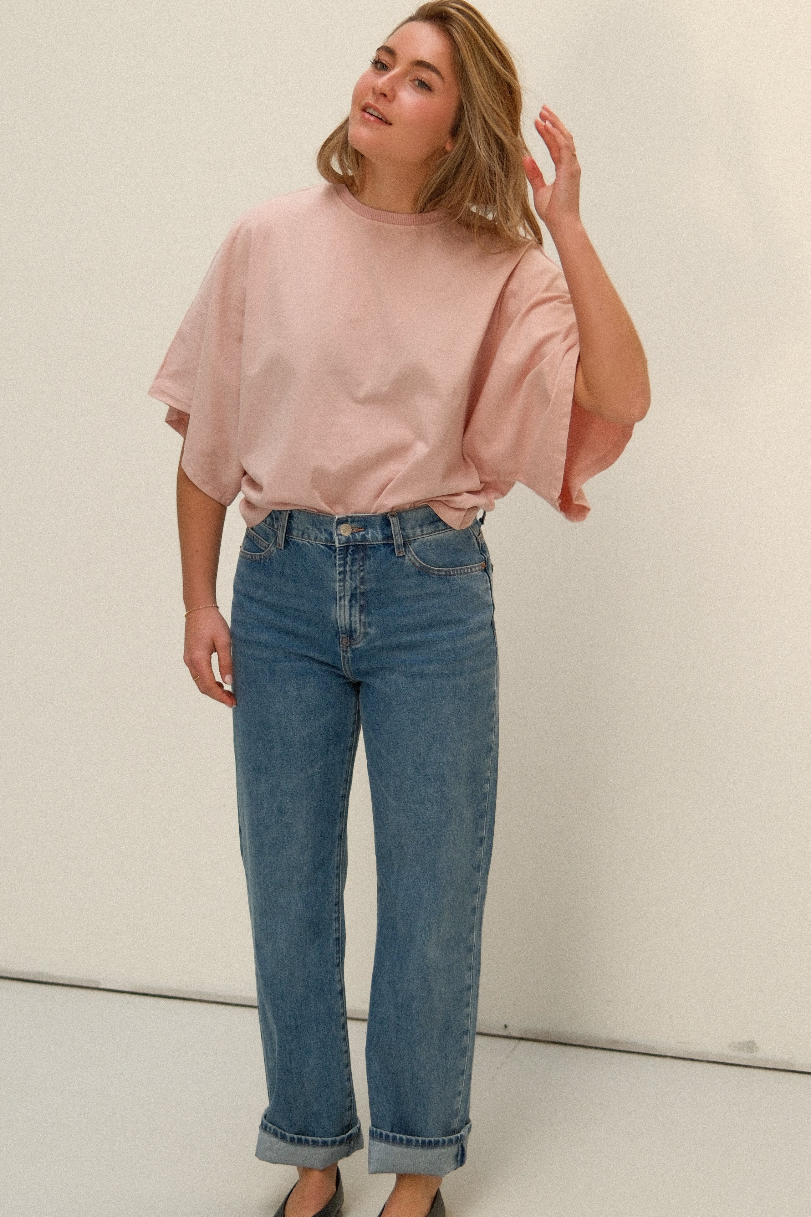 WIDE SLEEVE SAAR TEE OLD PINK