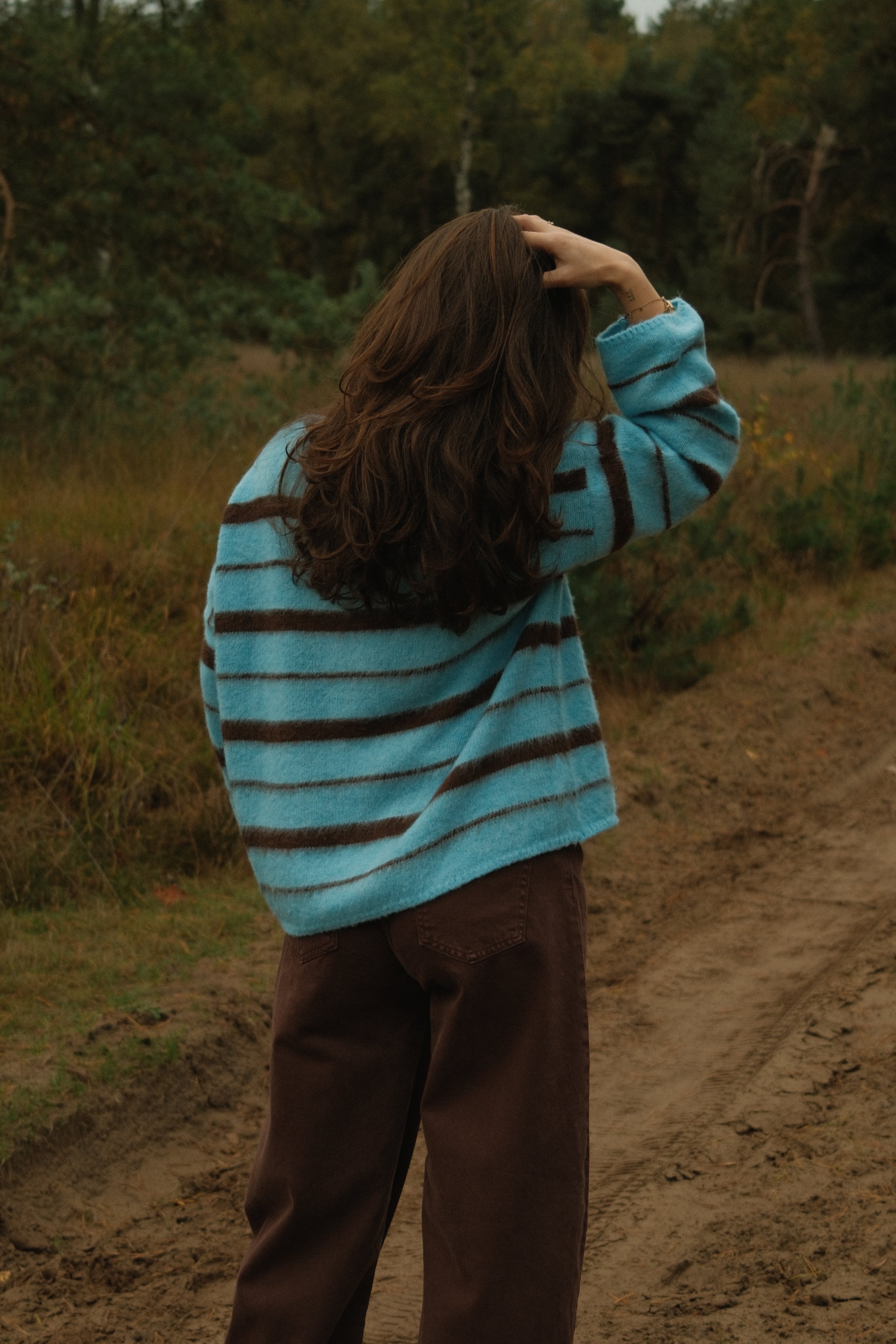 90’S STRIPE KNIT BLUE/CHOCO