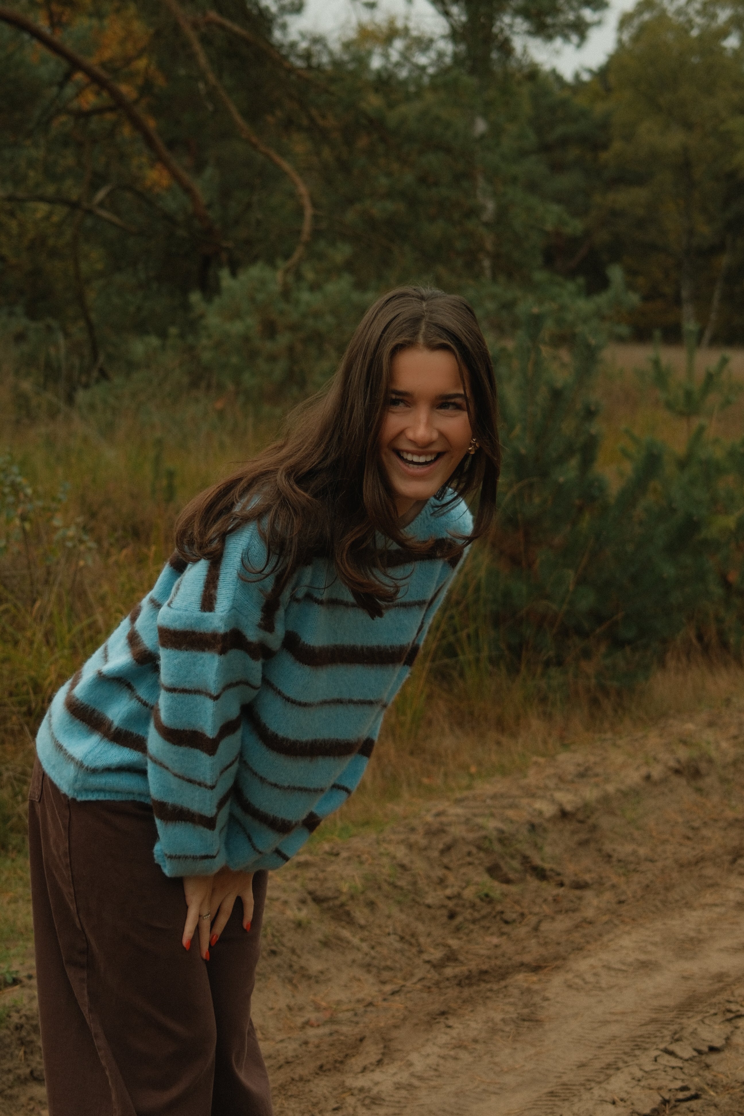 90’S STRIPE KNIT BLUE/CHOCO