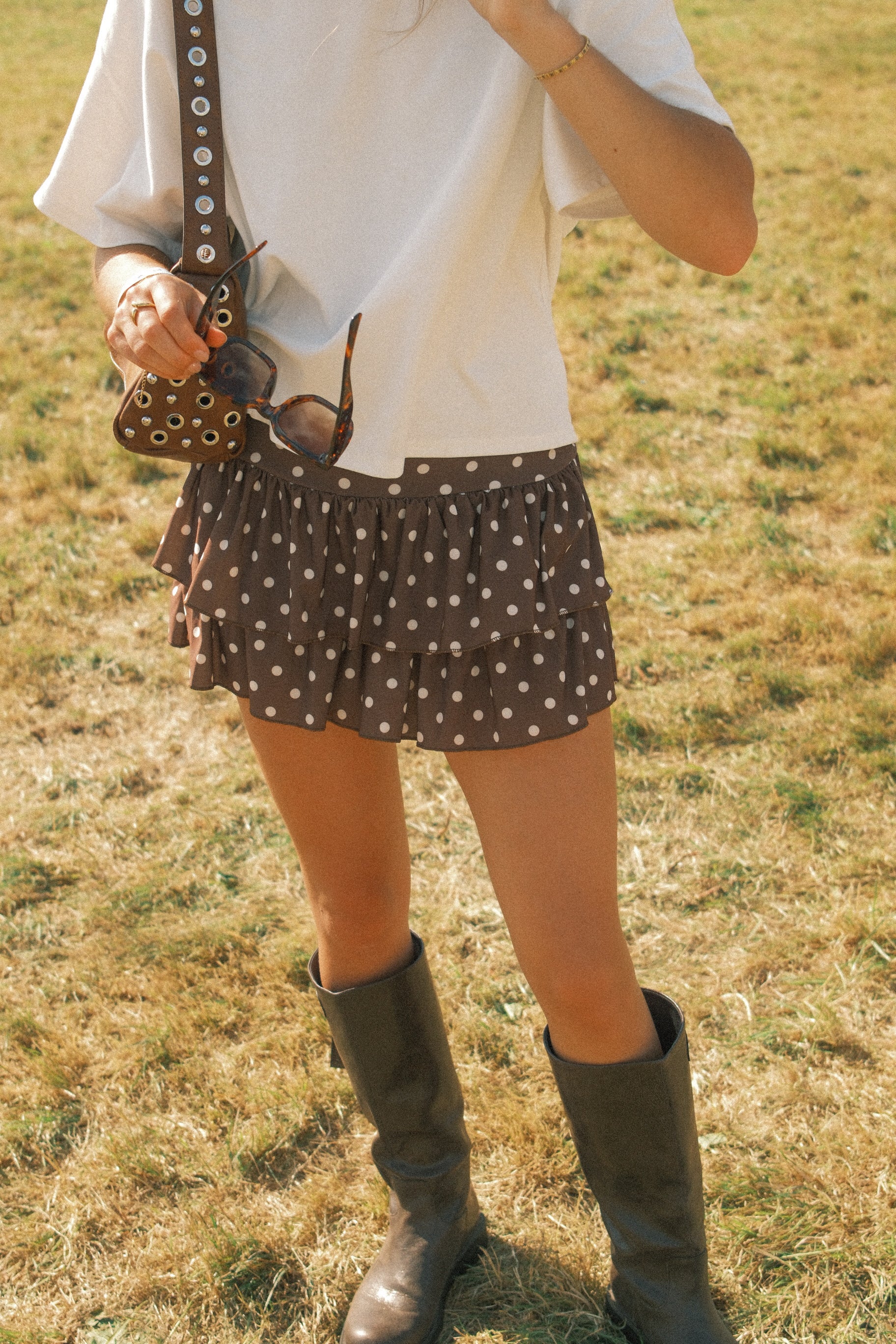 SUMMER POLKADOT SKIRT CHOCO