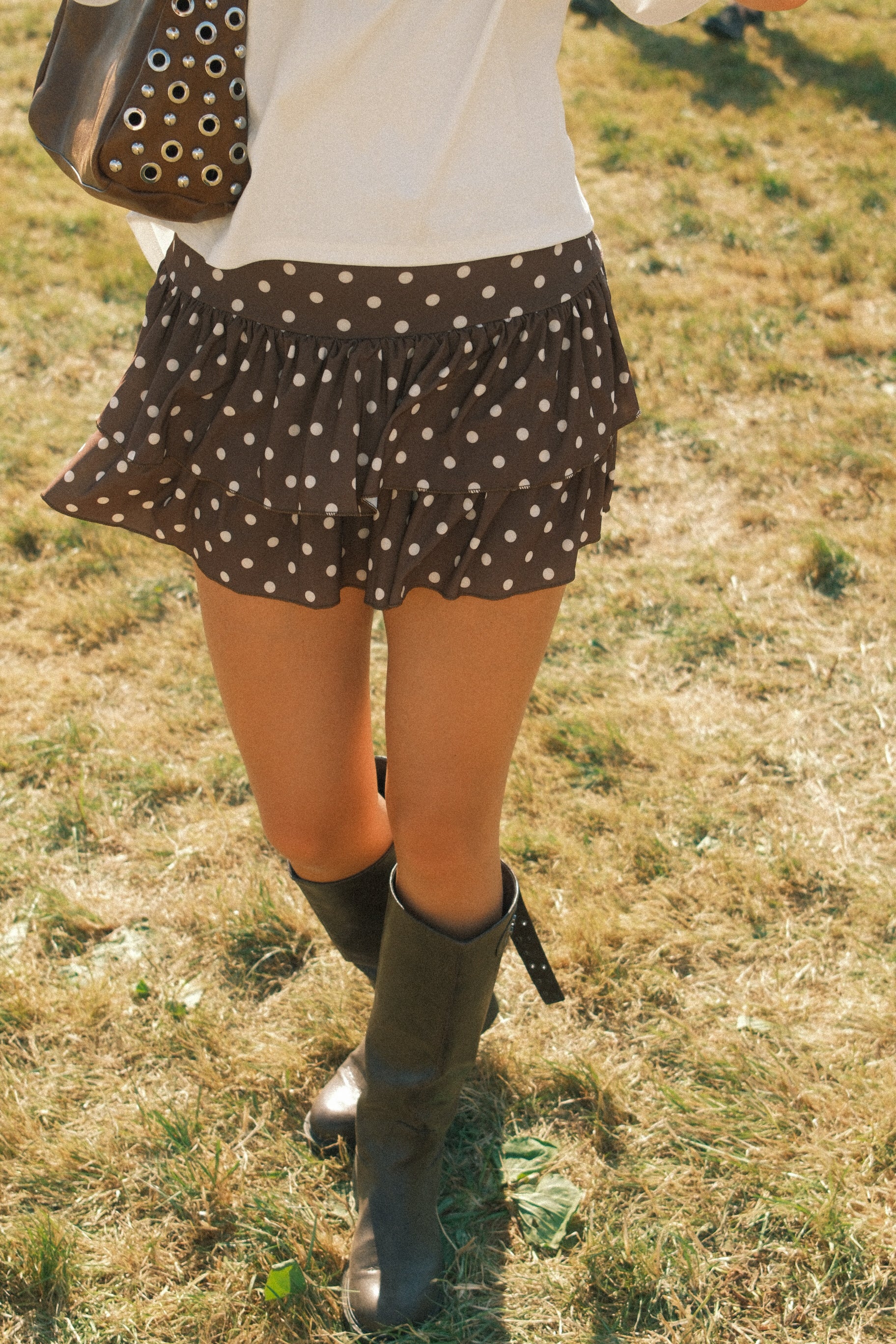 SUMMER POLKADOT SKIRT CHOCO