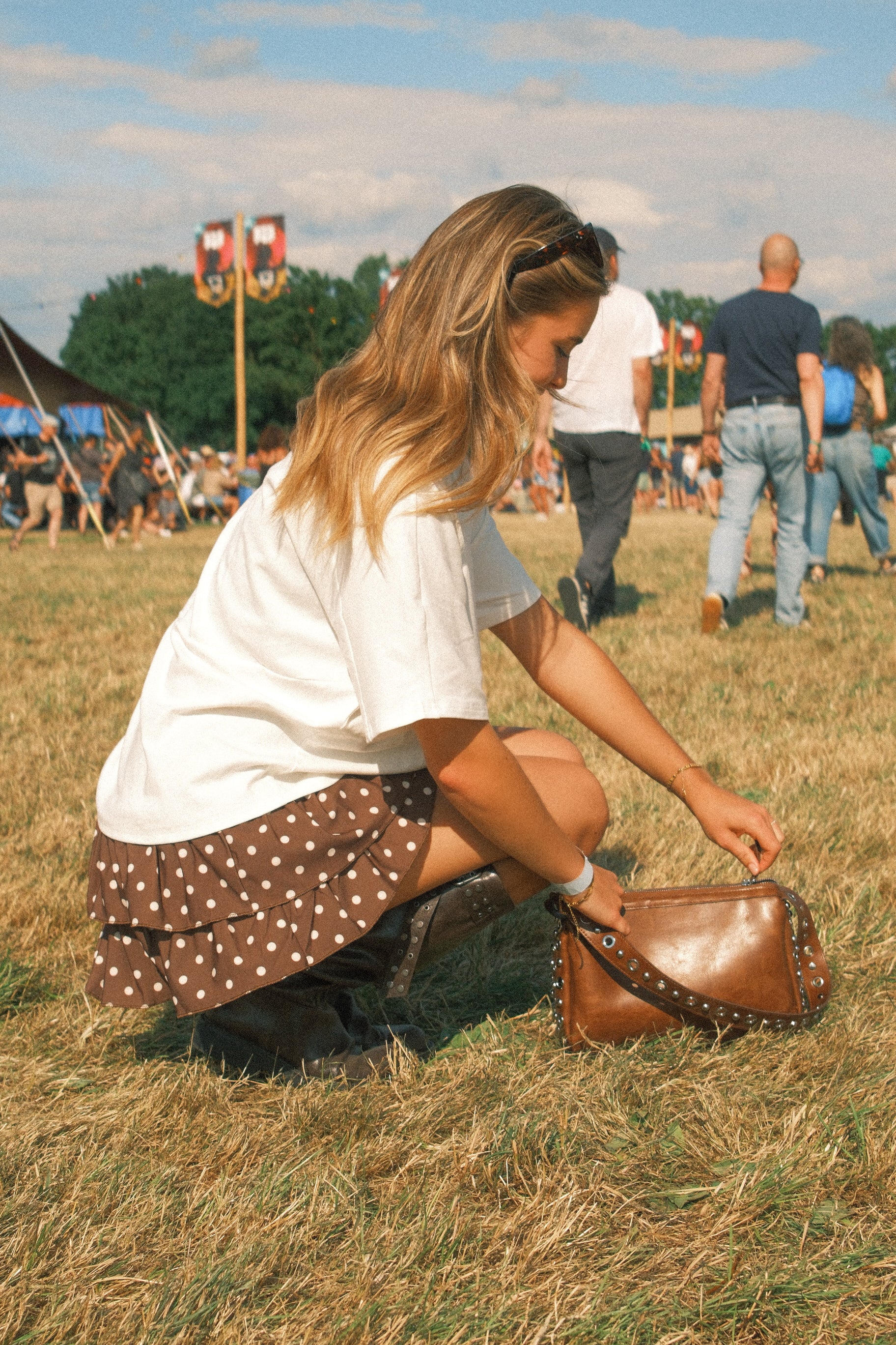 SUMMER POLKADOT SKIRT CHOCO