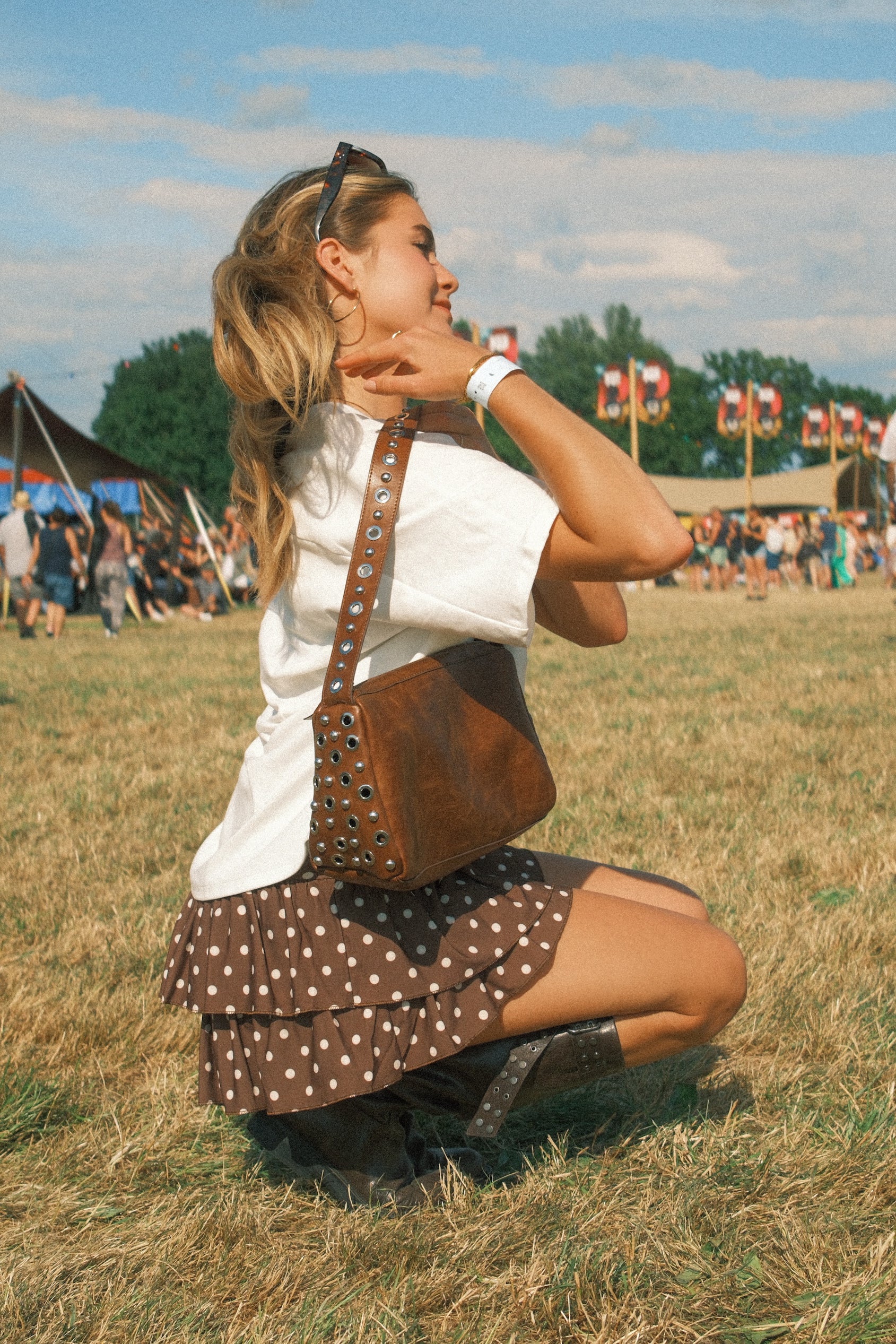 SUMMER POLKADOT SKIRT CHOCO