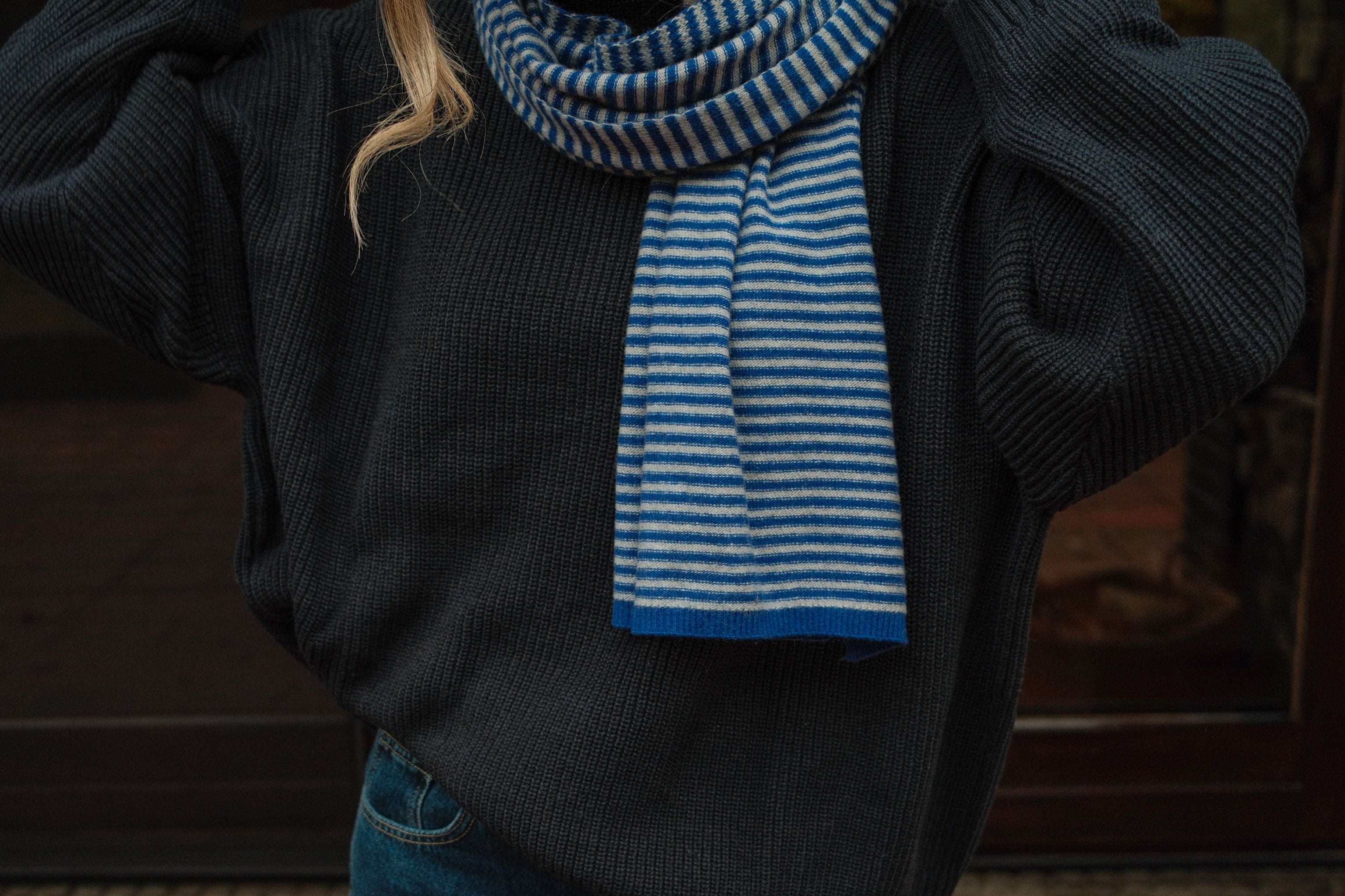 A/S SCARF STRIPED BLUE/WHITE
