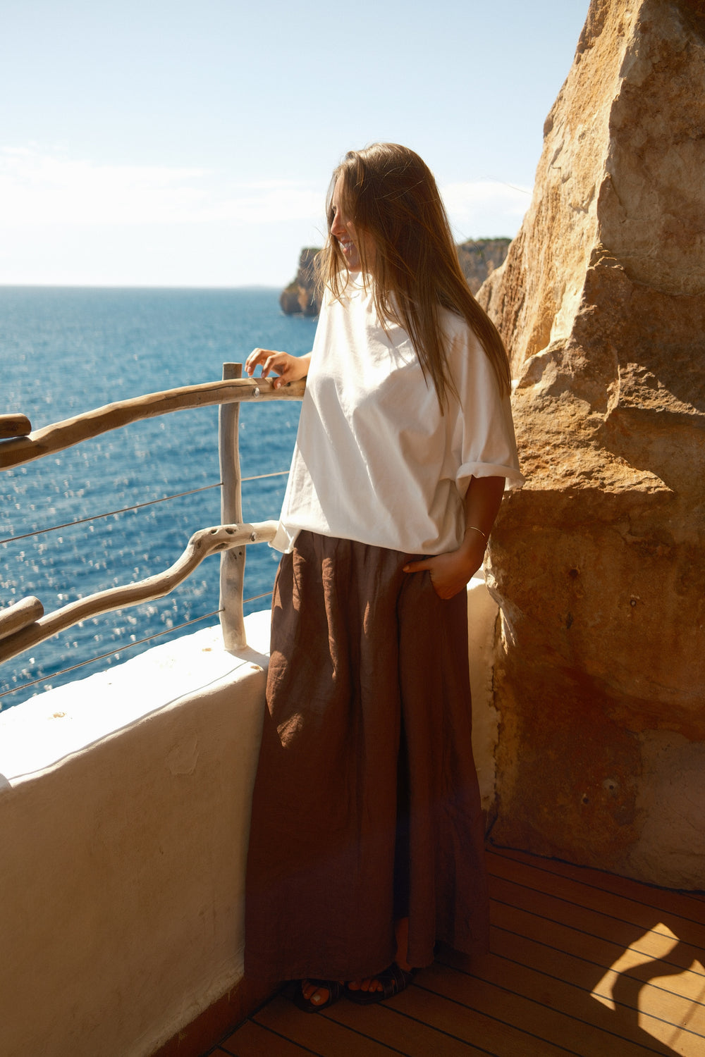 100% LINNEN MAXI SKIRT MOKKA