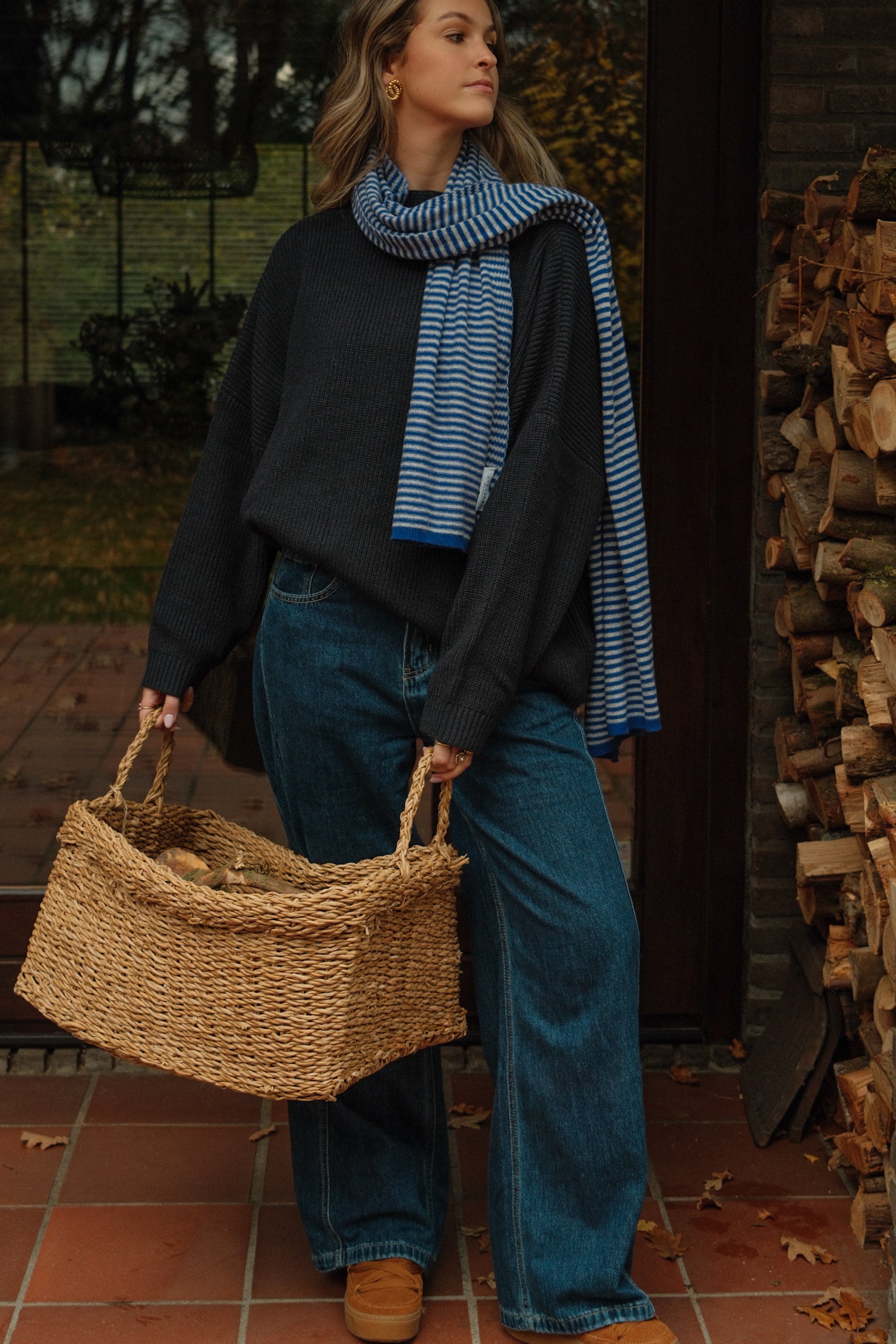 A/S SCARF STRIPED BLUE/WHITE