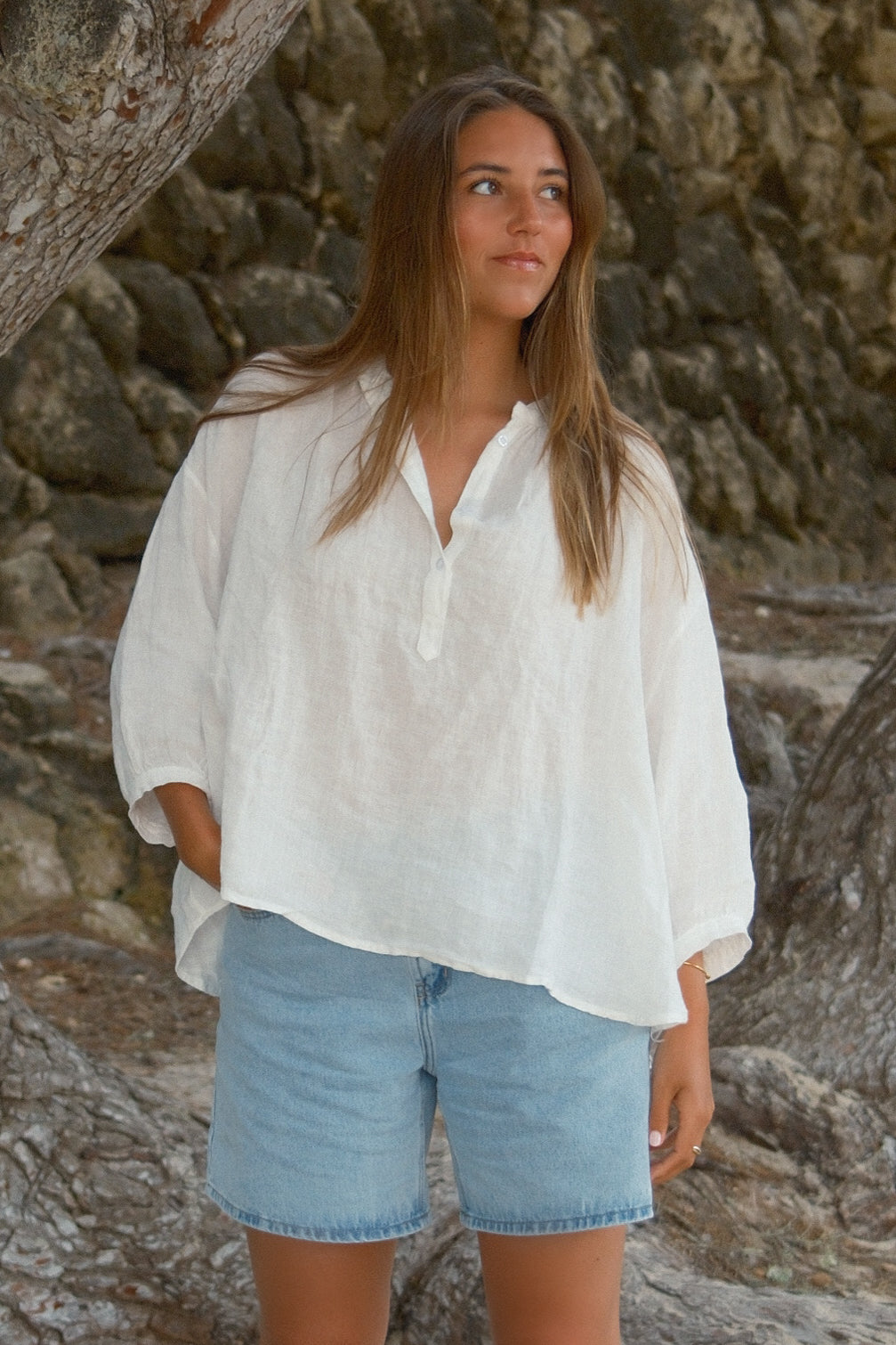100% LINNEN VENICE BLOUSE WHITE