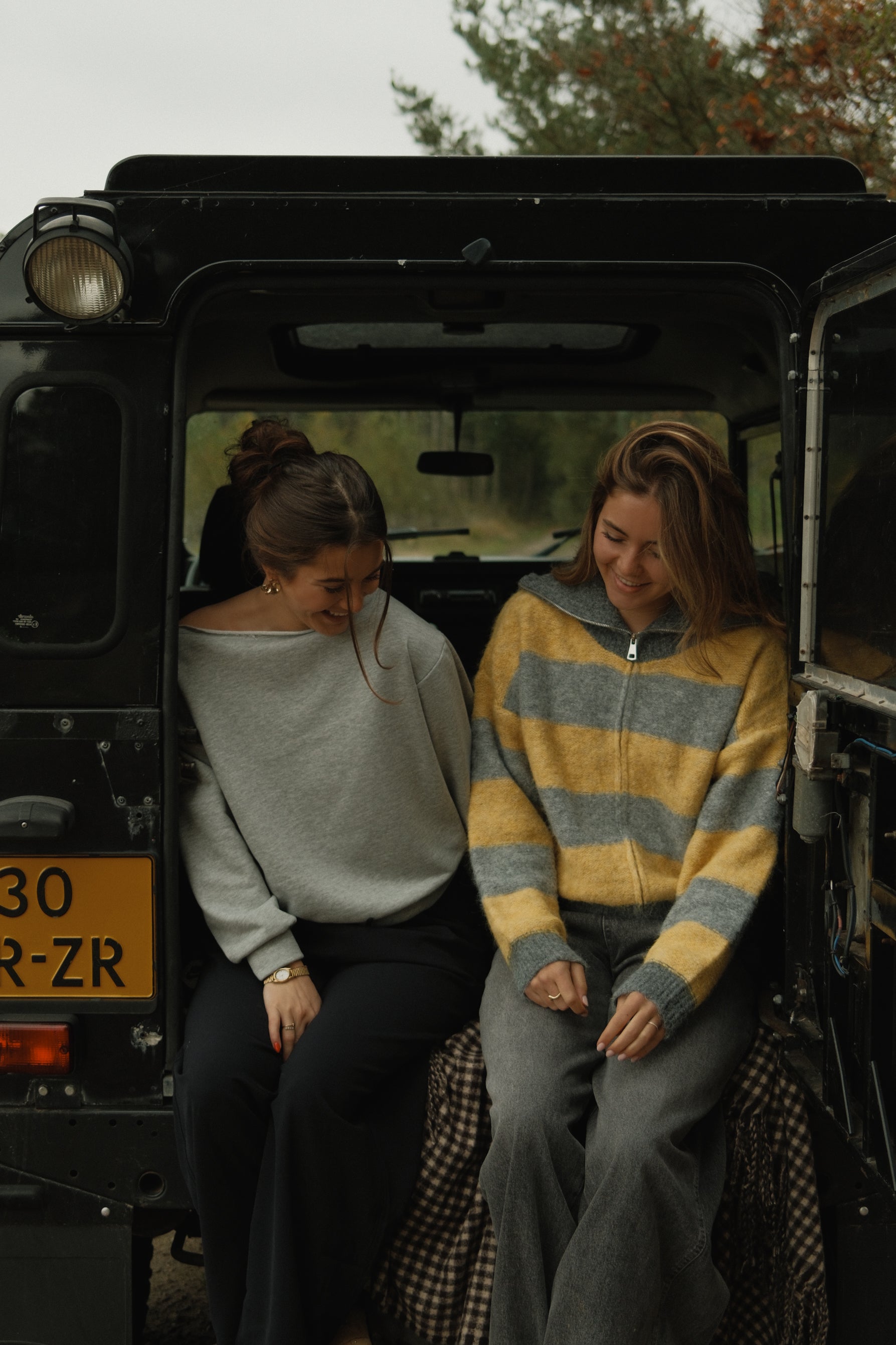 BOLD STRIPE ZIP KNIT YELLOW/GREY