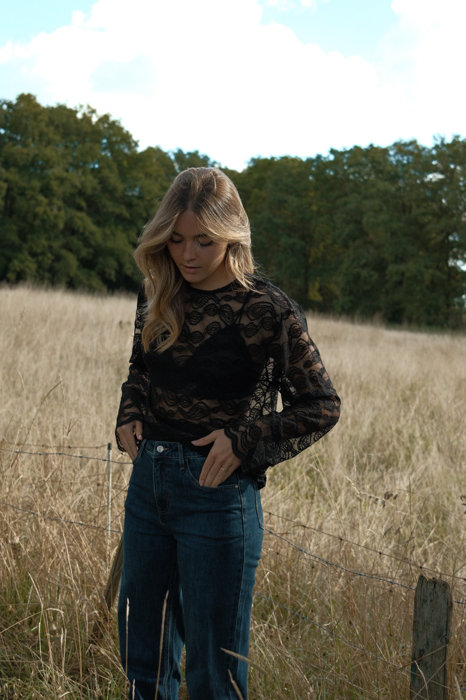 OUR FAVORITE LACE TOP BLACK