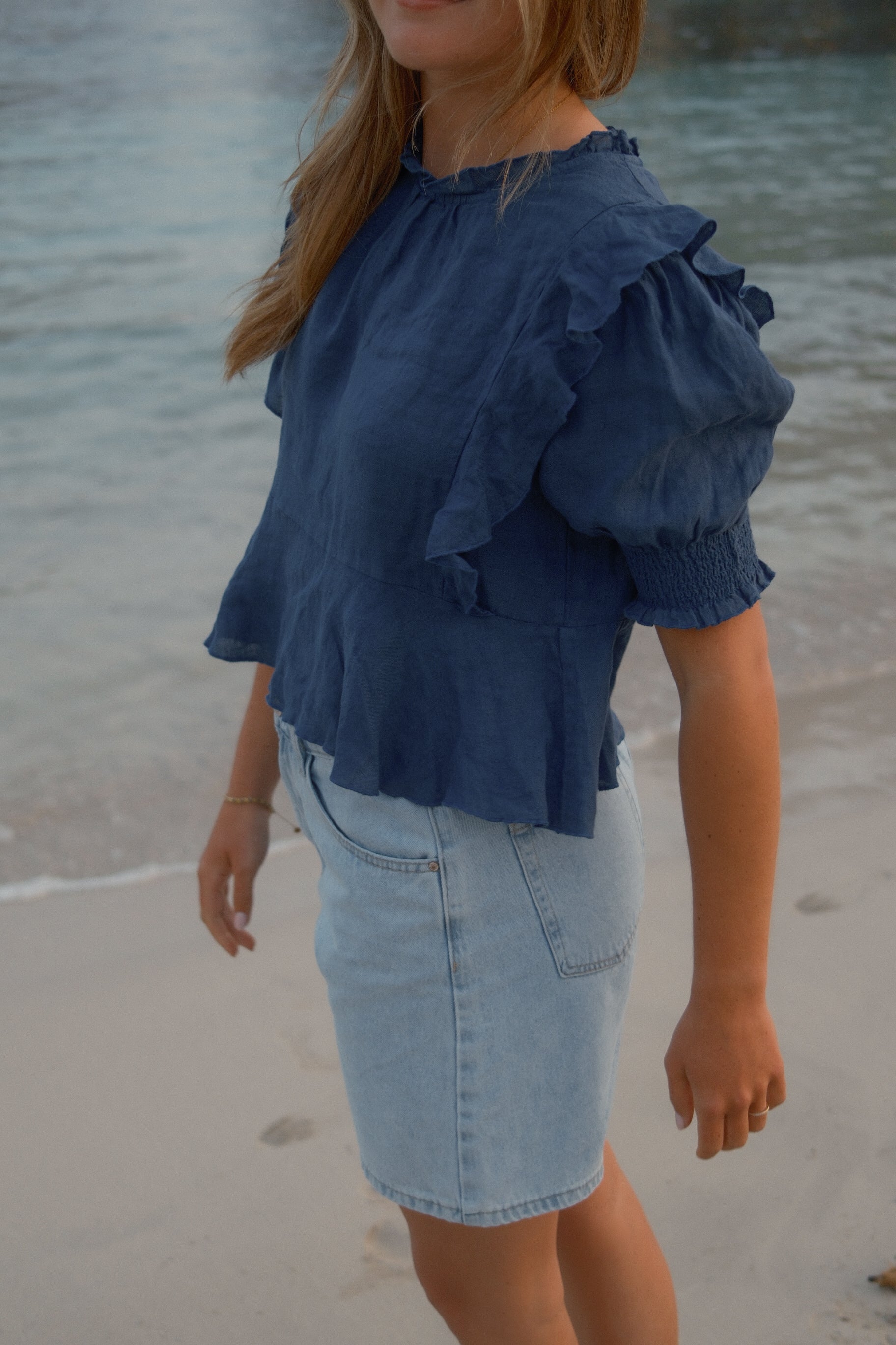 100% LINNEN YARA TOP NAVY