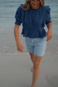 100% LINNEN YARA TOP NAVY