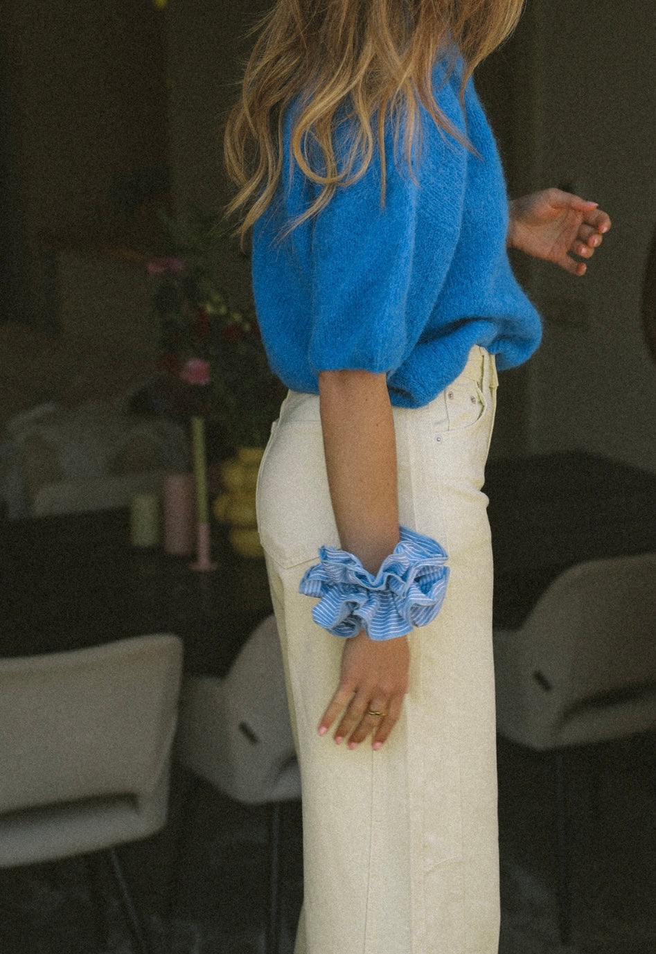 BLUE STRIPED SCRUNCHIE
