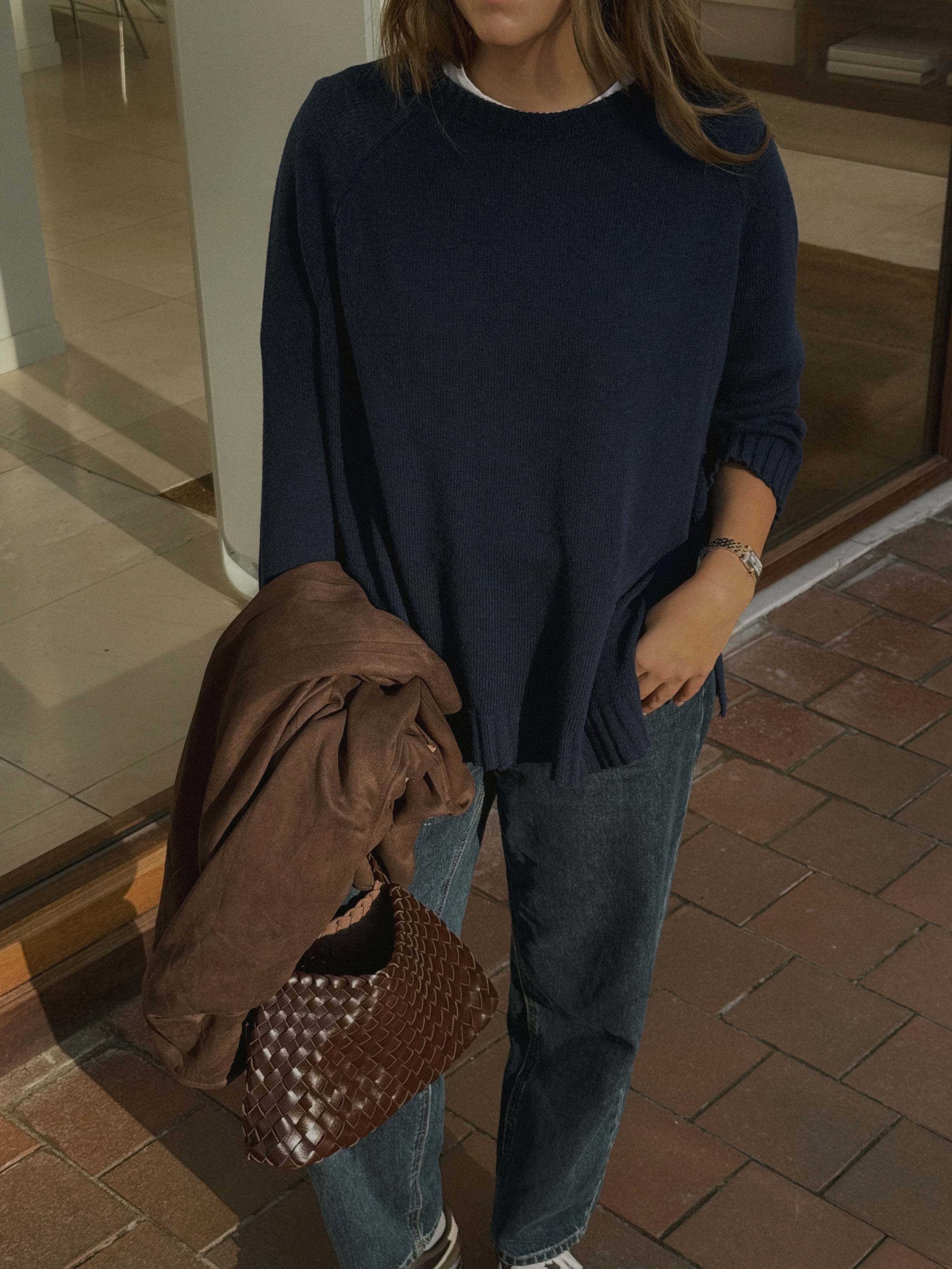 THE CASHMERE BLEND SPLIT KNIT NAVY